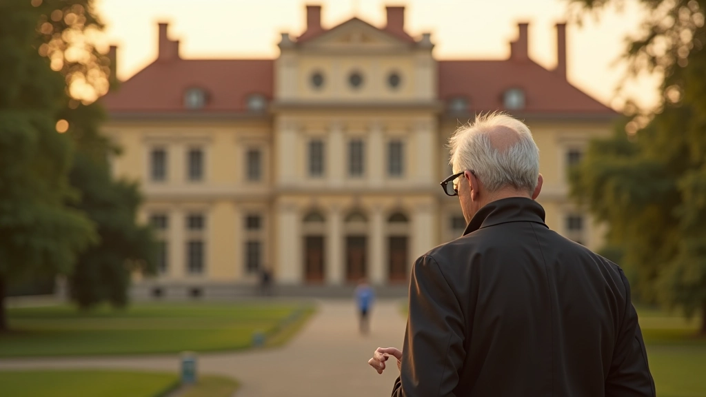 Ceļvedis norāda uz vēsturiskām arhitektūras detaļām, grupu dalībnieki smaida